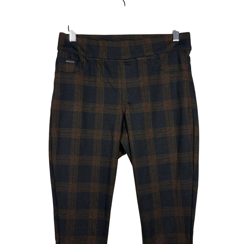 Nine West Plaid Pull-On Pant Trouser Career Casual Black Brown Legging - S